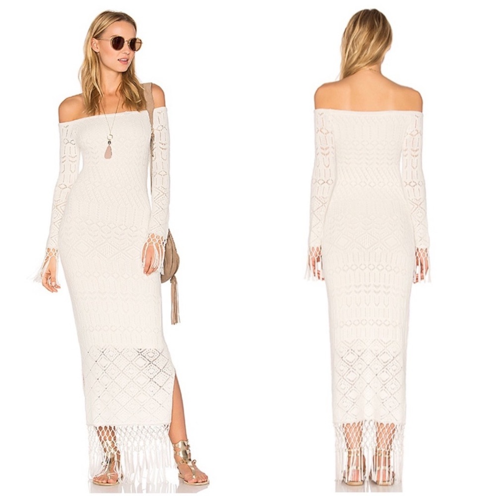 House of Harlow x Revolve Crochet Fringe Maxi Dress